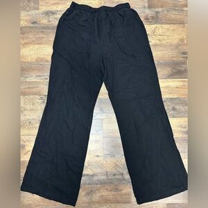 H/G Women's Black Wide Leg Pants 55%Linen/45%Viscose